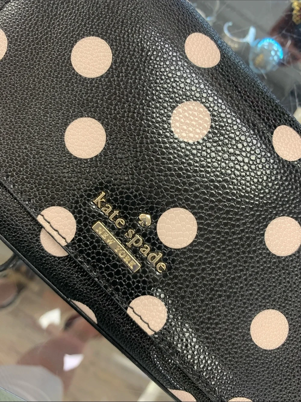 kate spade Black and Light Pink Polka Dot Crossbody Bag
